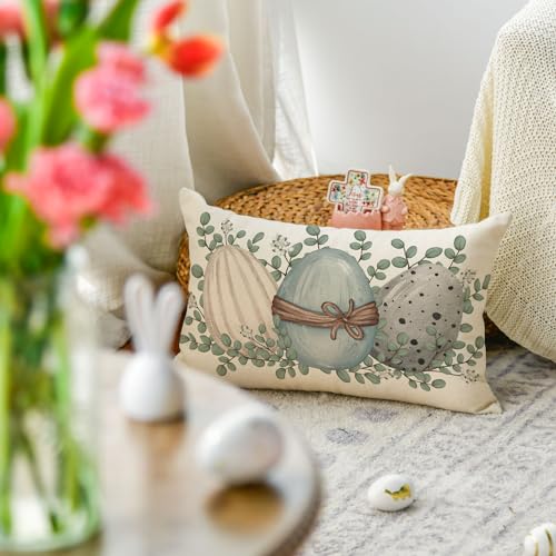 Easter Eucalyptus Throw Pillow Cover - 12x20 Inch Decorative Case