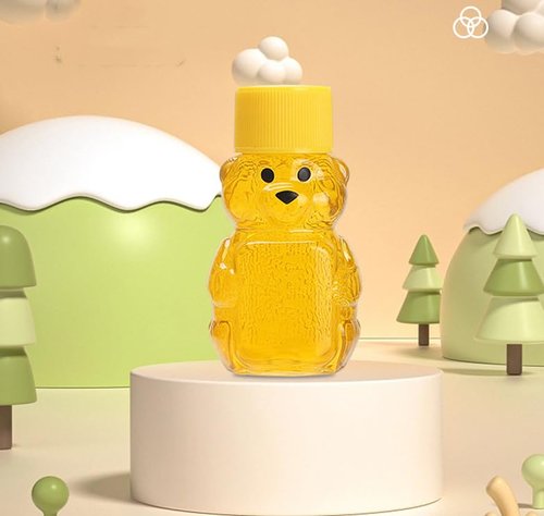 Cufarys 6 Pack Honey Bear Bottle 2oz Bear Shape Clear Empty Honey Bottles Honey Jar with Screw Lid,Plastic Mini Honey Jars Party Favors for Storing and Dispensing (6)