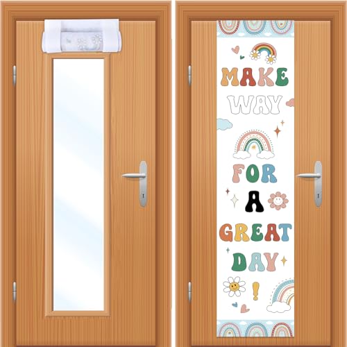 2 PCS Boho Classroom Door Window Covers, Rainbow Blackout Shades 36x8 Inch