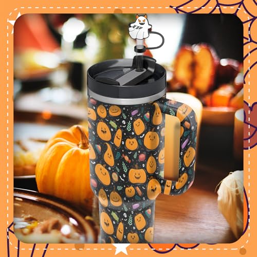 Ghost Straw Covers for Stanley Cup - 6 Pcs Reusable Silicone Caps