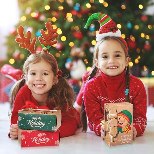 Christmas Cookie Boxes with Window Snowflake Design - 24 Pack
