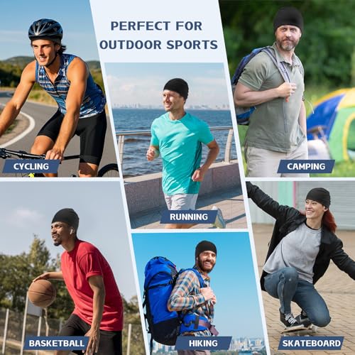 2 Pack Cooling Skull Caps for Men Women - Sweat Wicking Stretchy Cycling Caps, Sports Running Hats, Helmet Liner