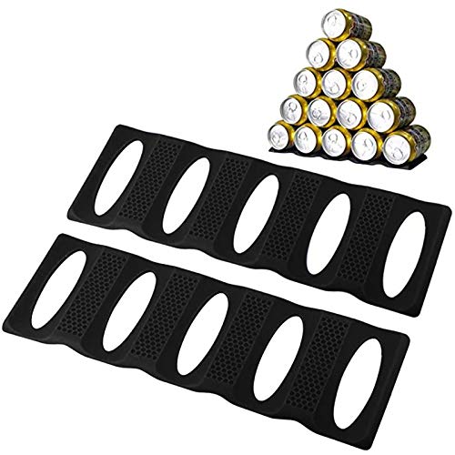 Webake Silicone Fridge Can Organizer, Stackable Bottle Rack - Black (2 Pack)