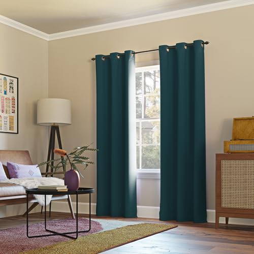 Sun Zero Easton Energy Saving Blackout Grommet Curtain Panel, Teal, 40" x 108"