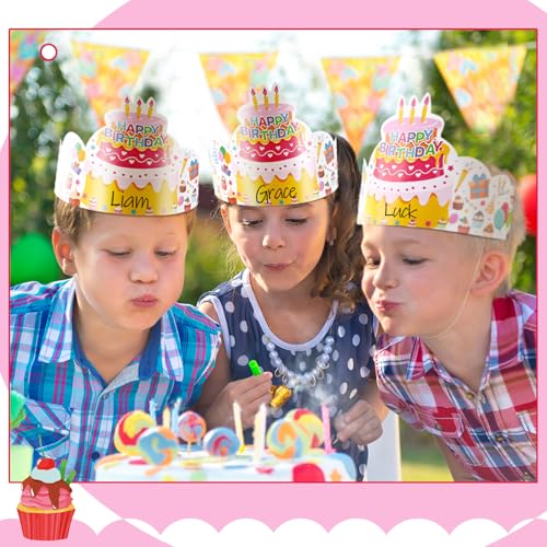 Outus Vivid Style 42 Pcs Kids Birthday Crowns with Elastic Band - Party Supplies