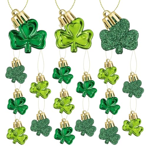 36Pcs St. Patrick's Day Shamrock Ornaments Set for Tree Decor