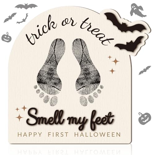 Beeveer DIY Baby Footprint Art Sign | Halloween Keepsake Decor