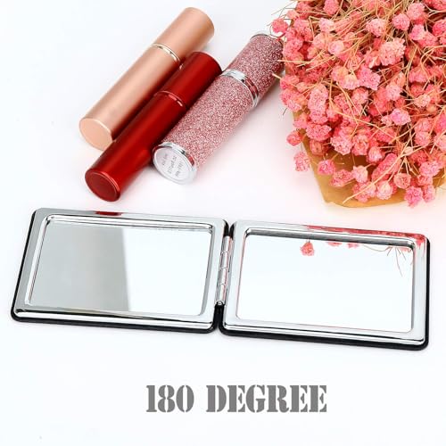Compact Double-Sided Travel Mirror - Black Folding Pocket Makeup Mirror