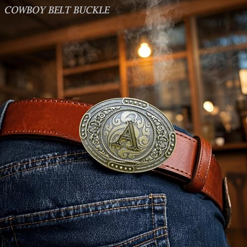 Vintage Cowboy Belt Buckle with Initials for Men & Women