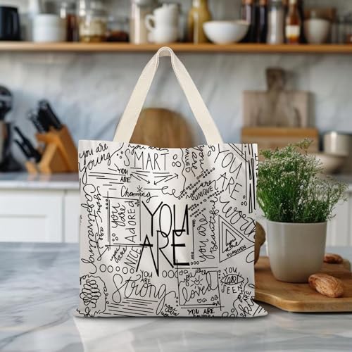 LUVADIAN Canvas Tote Bag - Positive Affirmations Inspirational Print