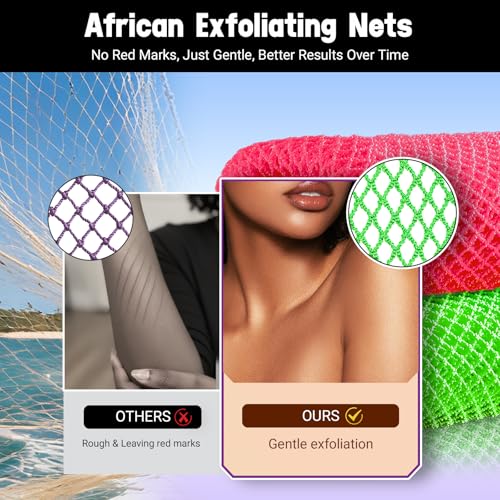 African Exfoliating Net Sponge 2-Pack - Extra Long Body Scrubber for Shower