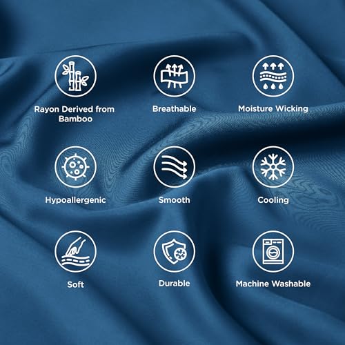 Bedsure Bamboo Cooling Pillowcases - King Size, Teal, Set of 2