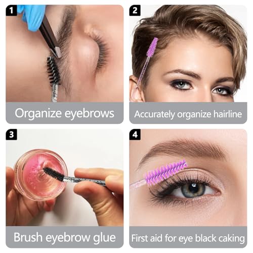 50 Pcs Disposable Mascara Wands and Eyelash Brushes with Bendable Head