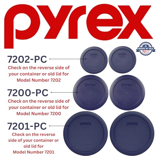 Pyrex 6 Piece Blue Food Storage Lid Set - Made in USA