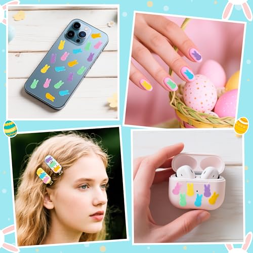 BkeeCten 240 Pcs Easter Bunny Polymer Clay Charms Pastel Macaron Colors