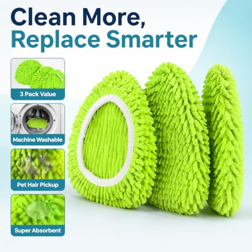 Chenille Microfiber Mop Head Covers for O-Cedar Triangle Mops - 3 Pack