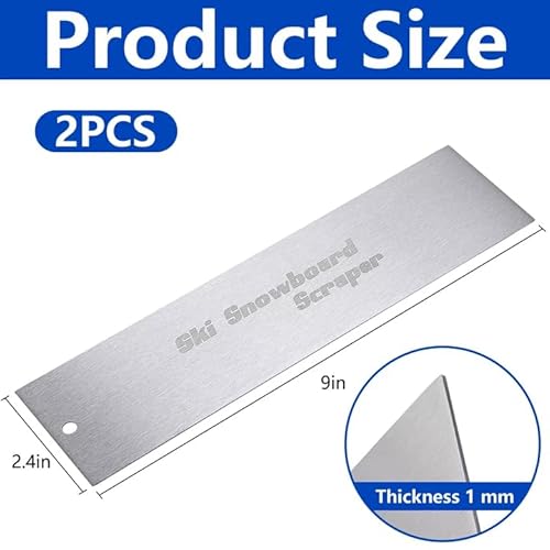2 Pcs Stainless Steel Ski Scrapers, Snowboard Scraper Repair Tool, Ski Snowboard Scraper for Base Maintenance and Smoothing