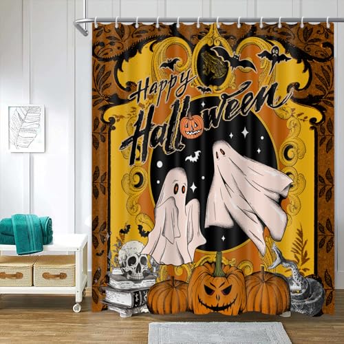 Gothic Halloween Shower Curtain - Waterproof Fabric, 72x72 inch