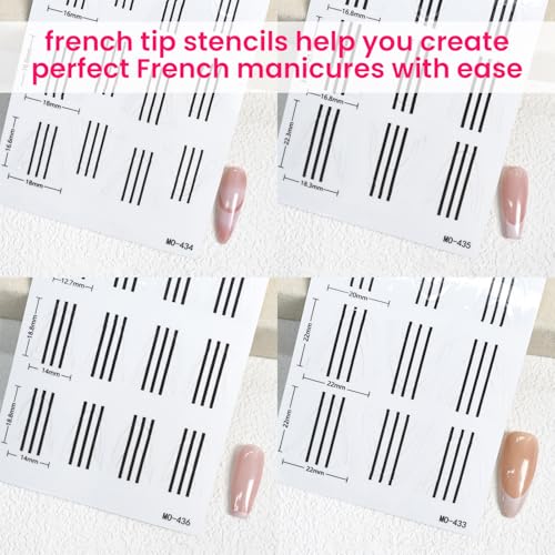 ESUOHYM 10 Sheets French Tip Nail Guide Stickers & Stencils for Manicure