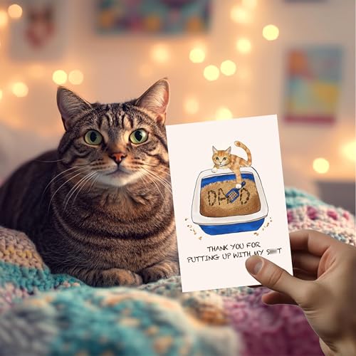 Funny Cat Dad Greeting Card with Envelope and Sticker 4x6