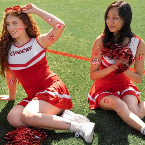 Red Team Spirit Glitter Temporary Tattoos - 180 Pcs