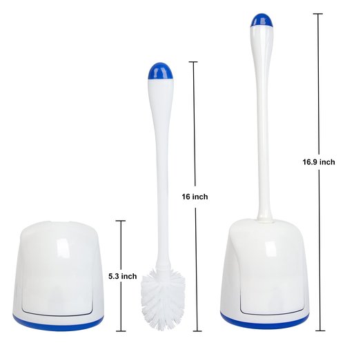 CELOX Toilet Bowl Brush and Holder, Compact Toilet Brush with Breathable Ventilation Stand Base, Bathroom Cleaning Kit, White, 2 Set