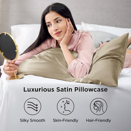 Bedsure Satin Pillowcase Set of 2 Standard 20x26 - Khaki