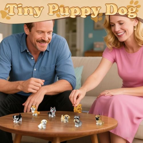 Mini Dog Figurines Set - 14 Assorted Resin Puppy Collectibles