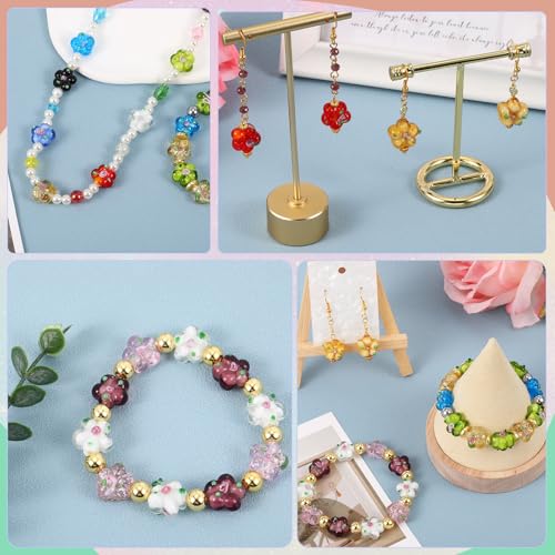 Ornaland White Lampwork Glass Flower Beads for Jewelry Making 28 Pcs