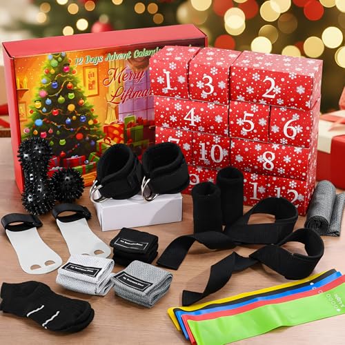 Black 12-Day Gym Advent Calendar Christmas Workout Gift Set for Fitness Enthusiasts