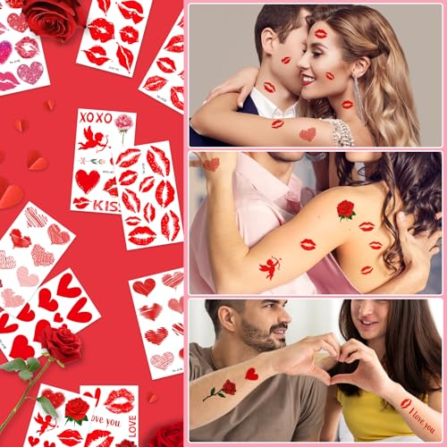 Red Lips Temporary Tattoo Stickers Sexy Lip Kiss Body Art 10 Sheets