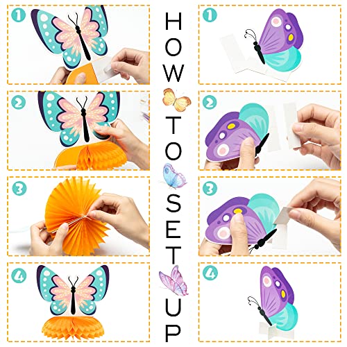 12Pcs Butterfly Honeycomb Centerpieces for Spring Parties