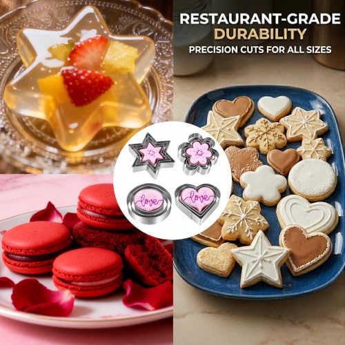 12-Piece Stainless Steel Cookie Cutters Set - Heart, Star, Flower, Round