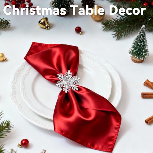 Silver Snowflake Napkin Ring Set of 24 - Christmas Holiday Table Decor