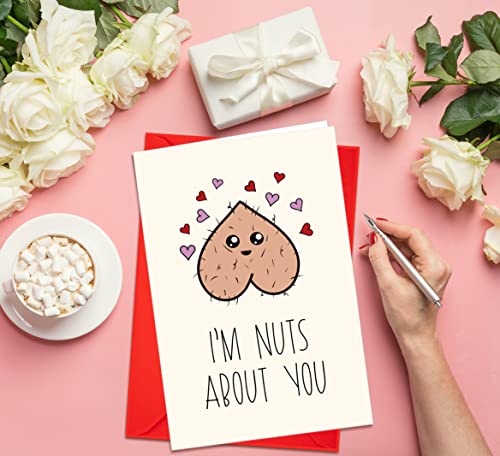 Funny Valentine's Day Card - I'm Nuts About You - 5.3" x 8"
