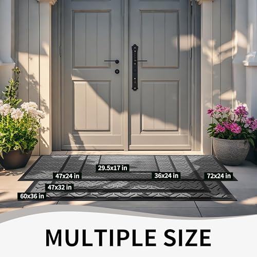 Yimobra Heavy Duty Outdoor Front Door Mat, 29.5x17 Inch Y-Patterned Grey