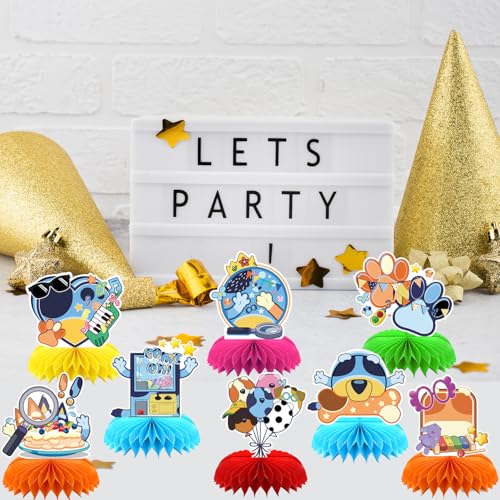 8pcs Blue Dog Honeycomb Decorations for Birthday Parties