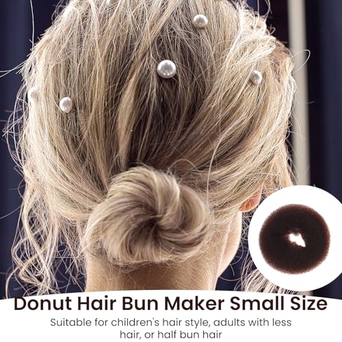 Shimmeroo 32-Piece Dark Brown Hair Bun Maker Set with 7 Donut Rings, Pins and Bands