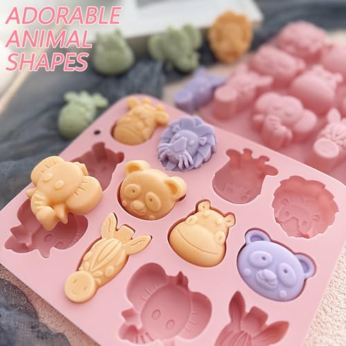 2-Pack Animal Silicone Molds for Chocolate, Candy, Soap & Candle Making