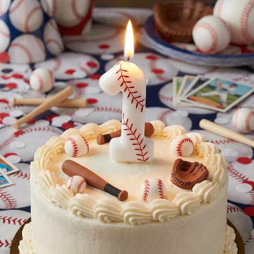 LASILE Number 1 Baseball Birthday Candle for First Party - Rookie of The Year Cake Topper