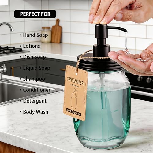 Amolliar 32oz Mason Jar Liquid Soap Dispenser Bronze Wide Mouth Refillable