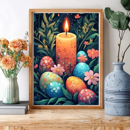 NAIMOER Easter Diamond Art Kit 5D Easter Egg Gem Painting 12x16 Inch