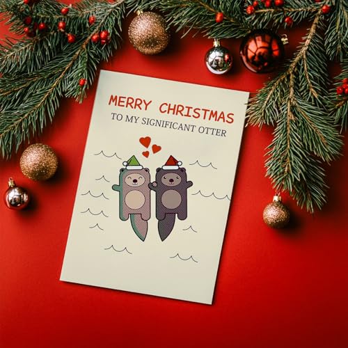 Funny Otter Christmas Card for Husband Wife Couples Holiday Gift
