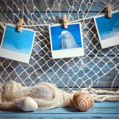 Natural Cotton Decorative Fishing Net, 4x6.6 Ft Nautical Wall Backdrop