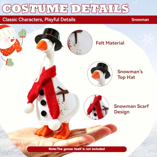 Christmas Desk Goose Outfits Set for 7 Inch Mini Desktop Goose Statue - 3 Styles