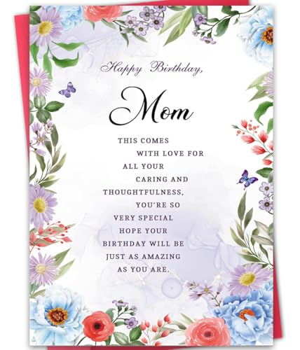 Mom Birthday Card - Eco-Friendly, Quick-Dry Design, 8x5.3 Inches