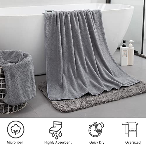 Ycosy 2 Pack Grey Hand Towels - Ultra Soft, Quick Dry Microfiber