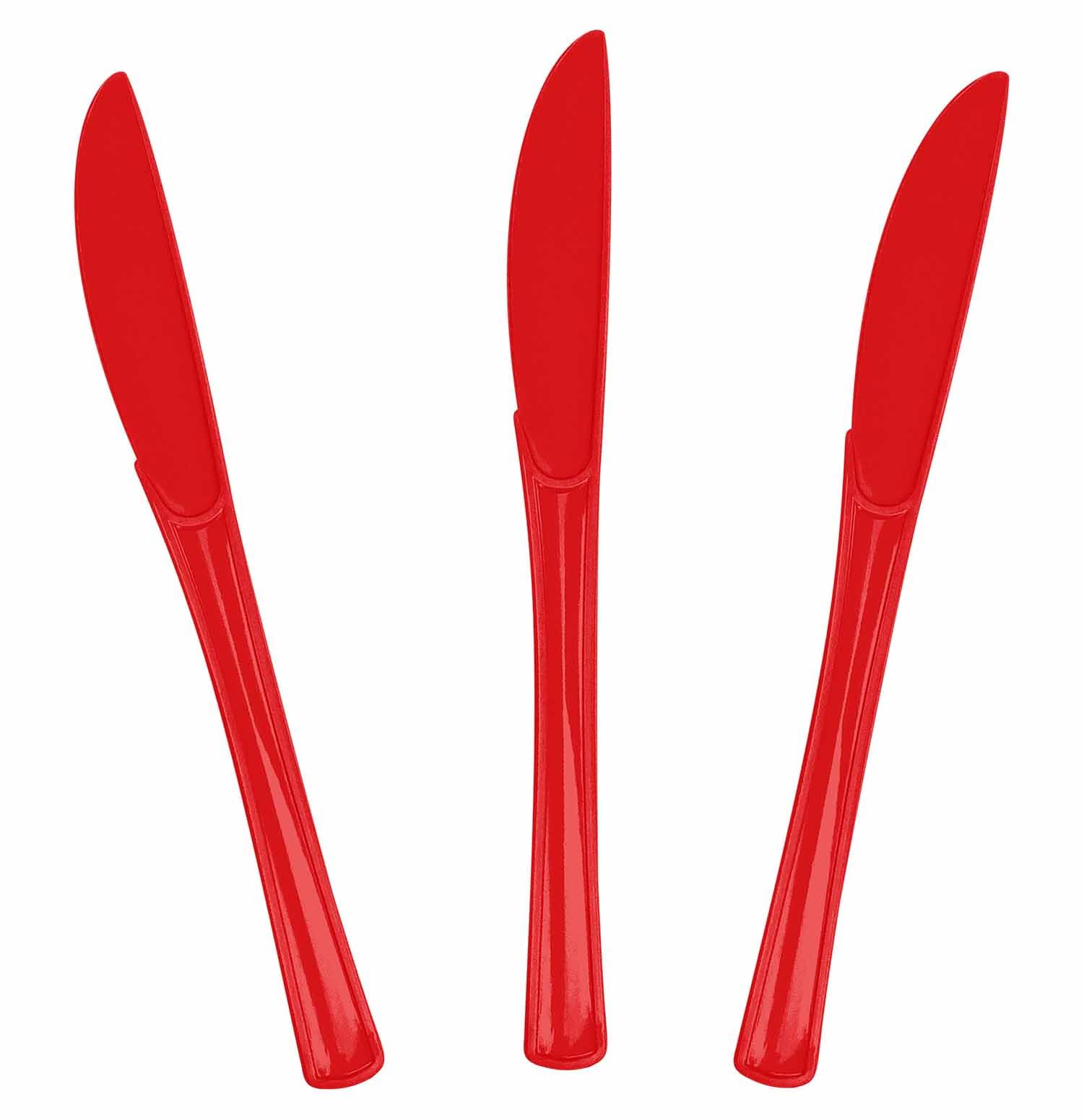 SietDESEO 25 PCS Red Plastic Knives Disposable Utensils Heavy Duty Red Knives Disposable Cutlery for Birthday Wedding Baby Shower Bridal Shower Plastic Silverware