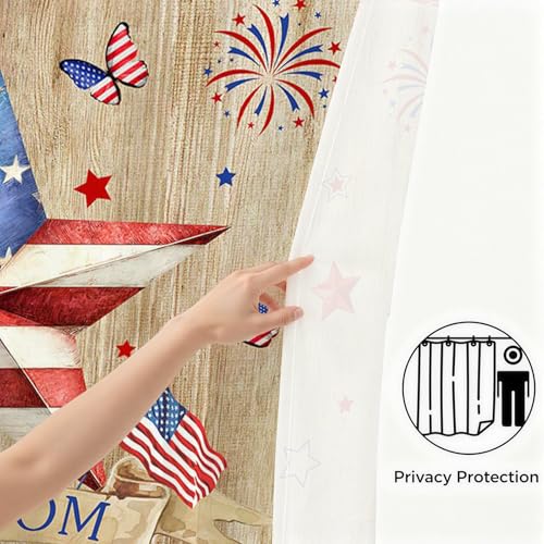 Mocsicka 4th of July Shower Curtain - Patriotic Bathroom Decor, 71x71 inch