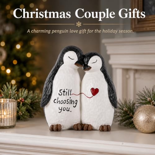 Small Resin Couple Penguin Statue Romantic Love Figurine Valentine's Day Decor